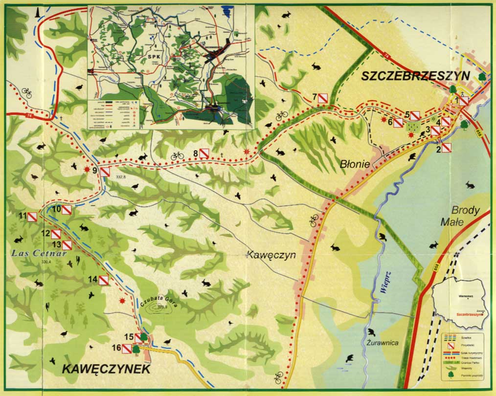 Mapa ścieżki Szczebrzeszyn-Kawęczynek